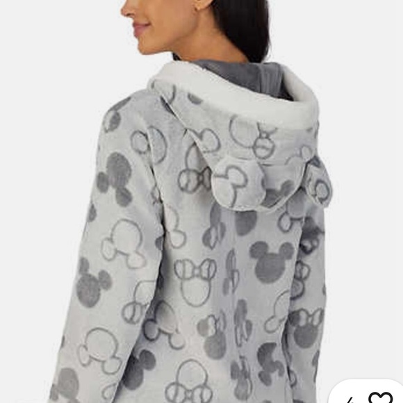 Disney Mickey & Minnie One Piece Fleece Hooded Zip Front Pajamas Size Large - Picture 7 of 11